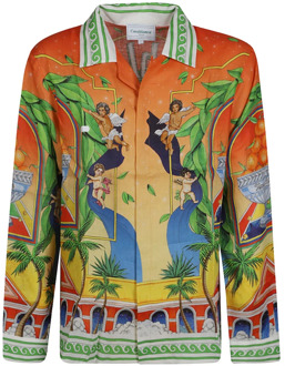 CASABLANCA Cubaanse Kraag Lange Mouw Shirt Casablanca , Multicolor , Heren - Xl,M