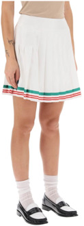 CASABLANCA Geplooide zijden tennis mini rok met gestreepte afwerking Casablanca , White , Dames - S,Xs,2Xs