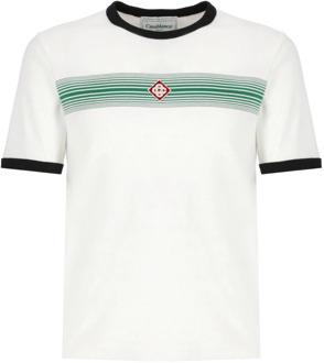 CASABLANCA Gestreept Crew Neck T-shirt Casablanca , White , Heren - XL