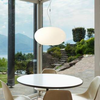 CASABLANCA Glazen hanglamp AIH, 38 cm, wit mat aluminium