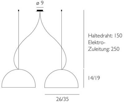 CASABLANCA Hanglamp BOWL, 2-lichts, 35 cm wit, grijs