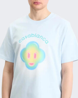 CASABLANCA Heren airbrush smiley t-shirt - maat M Blauw