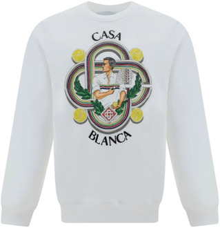CASABLANCA Logo Sweatshirt, 100% Katoen, Gemaakt in Portugal Casablanca , White , Heren - Xl,M,S