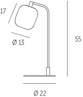 CASABLANCA Murea tafellamp, frame gebogen wit opaal mat, antraciet