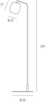 CASABLANCA Murea vloerlamp, frame gebogen wit opaal mat, antraciet