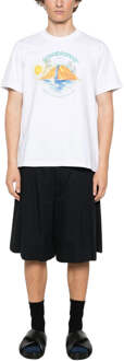 CASABLANCA Oasis Bedrukt Wit T-shirt - maat L