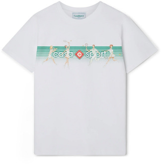 CASABLANCA Speels Strepen Design Wit T-shirt