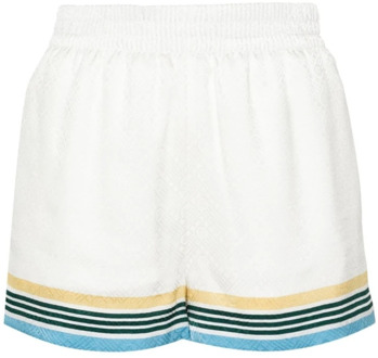 CASABLANCA Stijlvolle bedrukte zijden shorts Casablanca , White , Dames - S,Xs,2Xs