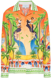 CASABLANCA Stijlvolle Oranje Trophy Print Overhemd Casablanca , Orange , Heren - M,S