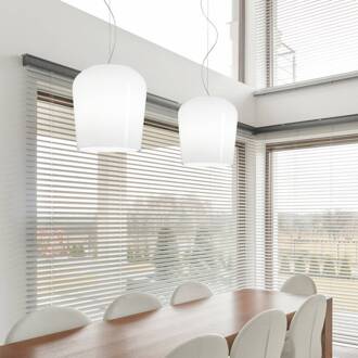 CASABLANCA Syss hanglamp 1-lamp wit Ø 23cm wit opaal glanzend, aluminium geborsteld