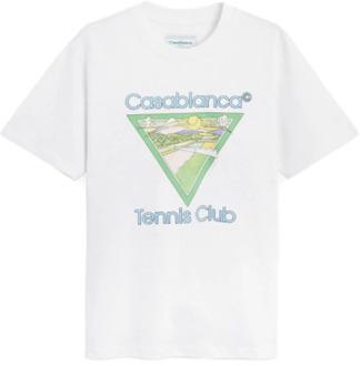 CASABLANCA Tennis Club Icon Wit T-Shirt Casablanca , White , Heren - 2Xl,Xl,L,M,S