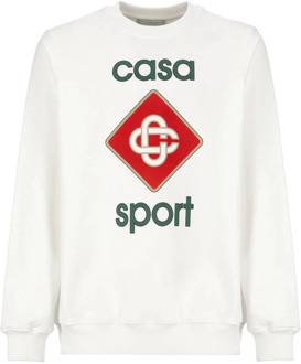 CASABLANCA Witte Katoenen Crew Neck Sweatshirt Casablanca , White , Heren - Xl,L,M