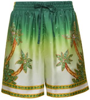 CASABLANCA Zijden Shorts met Trekkoord in Groen Casablanca , Multicolor , Heren - Xl,L,M