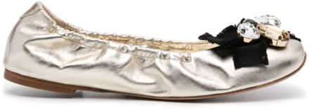 Casadei Gouden platte schoenen met edelsteenversiering Casadei , Beige , Dames - 36 Eu,39 Eu,38 Eu,41 Eu,40 Eu,37 EU