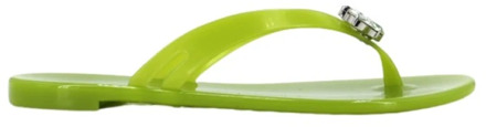 Casadei Jelly PVC Slippers met Swarovski Casadei , Green , Dames - 41 Eu,40 Eu,38 Eu,37 Eu,39 Eu,36 EU