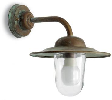 Casale buitenwandlamp, messing, glas, IP44, projectie 30 cm antiek messing, helder