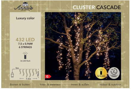 Cascade clusterverlichting - 432 led lampjes - extra warm wit - 750 cm