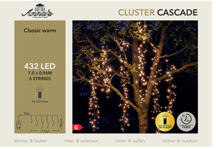 Cascade clusterverlichting - 432 led lampjes - extra warm wit - 750 cm