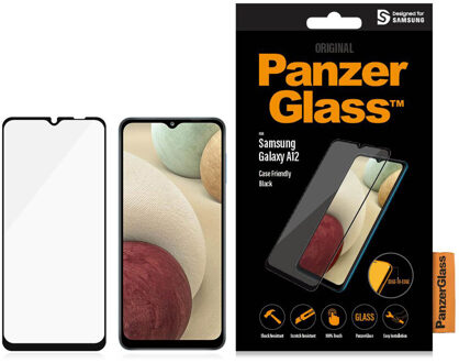 Case Friendly Samsung Galaxy A12 Screenprotector Glas Zwart