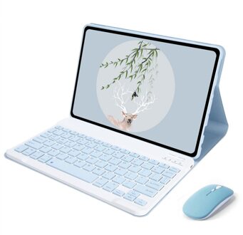 Case Voor Lenovo Tab M10 Fhd Plus 10.3 ''Tablet Draadloze Bluetooth Toetsenbord Gevallen TB-X606F TB-X606X Magnetisch Afneembare Cover lucht blauw en muis
