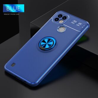 Case Voor Realme C21 Magnetische Auto Vinger Metalen Ring Houder Soft Tpu Shockproof Lens Bescherming Case Voor Realme C21 blauw