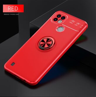 Case Voor Realme C21 Magnetische Auto Vinger Metalen Ring Houder Soft Tpu Shockproof Lens Bescherming Case Voor Realme C21 rood
