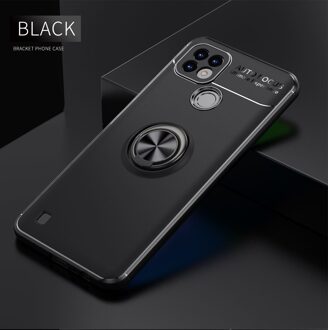 Case Voor Realme C21 Magnetische Auto Vinger Metalen Ring Houder Soft Tpu Shockproof Lens Bescherming Case Voor Realme C21 zwart