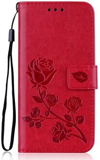 Case Voor Samsung Galaxy A40 Een 40 Cover 3D Rose Bloem Lederen Flip Case Voor Samsung A40 A40 Een 40 kaarthouder Portemonnee Telefoon Gevallen rood