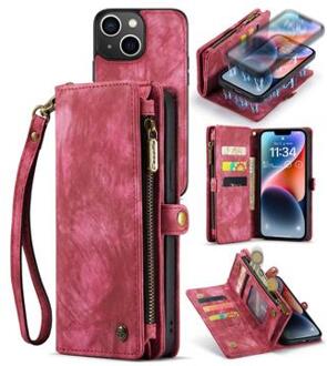 Caseme 2-in-1 Multifunctionele iPhone 14 Plus Wallet Case - Rood