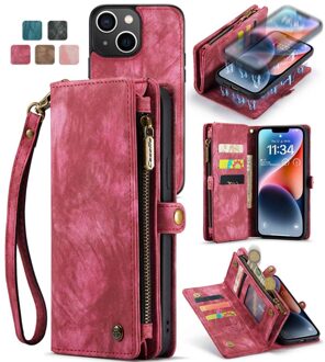 Caseme iPhone 13 hoesje - Vintage 2 in 1 portemonnee - Roze