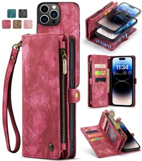 Caseme iPhone 13 Pro Max hoesje - Vintage 2 in 1 portemonnee - Roze