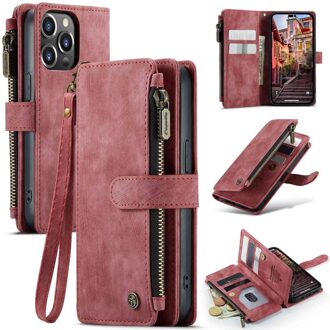 Caseme iPhone 14 Pro - Portemonnee hoes - Rood