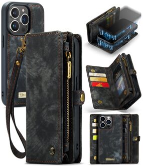 Caseme iPhone 15 Pro Max - Vintage 2 in 1 portemonnee hoes - Zwart
