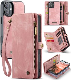 Caseme iPhone 16 hoesje - Vintage 2 in 1 portemonnee - Roze