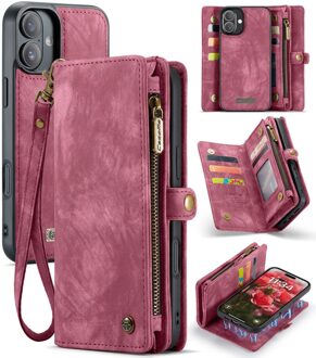 Caseme iPhone 16 Plus hoesje - Vintage 2 in 1 portemonnee - Rood