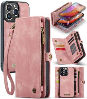 Caseme iPhone 16 Pro hoesje - Vintage 2 in 1 portemonnee - Roze