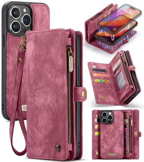 Caseme iPhone 16 Pro Max hoesje - Vintage 2 in 1 portemonnee - Rood