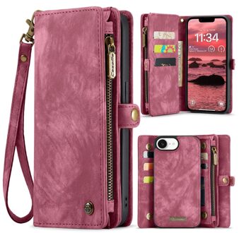 Caseme iPhone 16e hoesje - Vintage 2 in 1 portemonnee - Rood