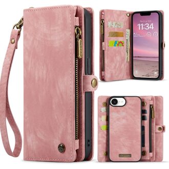 Caseme iPhone 16e hoesje - Vintage 2 in 1 portemonnee - Roze