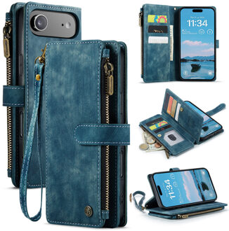 Caseme iPhone 17 Air PU leren hoesje -portemonnee - Blauw