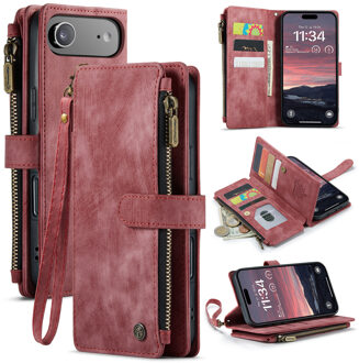 Caseme iPhone 17 Air PU leren hoesje - portemonnee - Rood