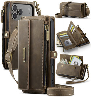 Caseme iPhone 17 Pro hoesje - portemonnee tasje - Bruin