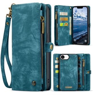 Caseme iPhone 17e / iPhone 16e hoesje - Vintage 2 in 1 portemonnee - Blauw