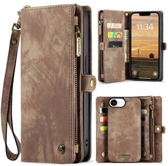Caseme iPhone 17e / iPhone 16e hoesje - Vintage 2 in 1 portemonnee - Bruin