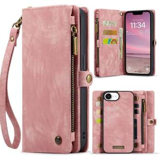 Caseme iPhone 17e / iPhone 16e hoesje - Vintage 2 in 1 portemonnee - Roze