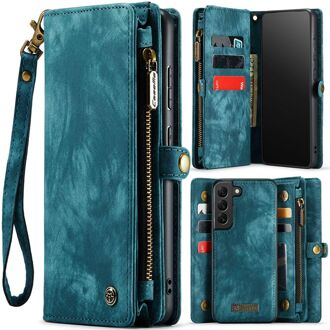 Caseme Luxe Leren Portemonnee hoesje voor de Samsung Galaxy S21 FE - blauw