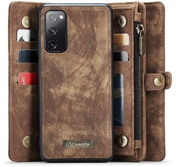 Caseme Samsung Galaxy S20 FE - Vintage 2 in 1 portemonnee hoes - Bruin