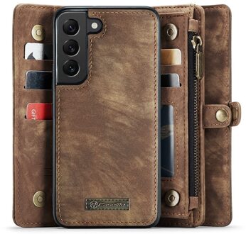 Caseme Samsung Galaxy S22 Plus hoes - Vintage 2 in 1 portemonnee - Bruin
