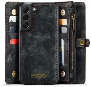 Caseme Samsung Galaxy S22 Plus hoes - Vintage 2 in 1 portemonnee - Zwart