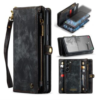 Caseme Samsung Galaxy S23 Plus - Vintage 2 in 1 portemonnee hoes - Zwart